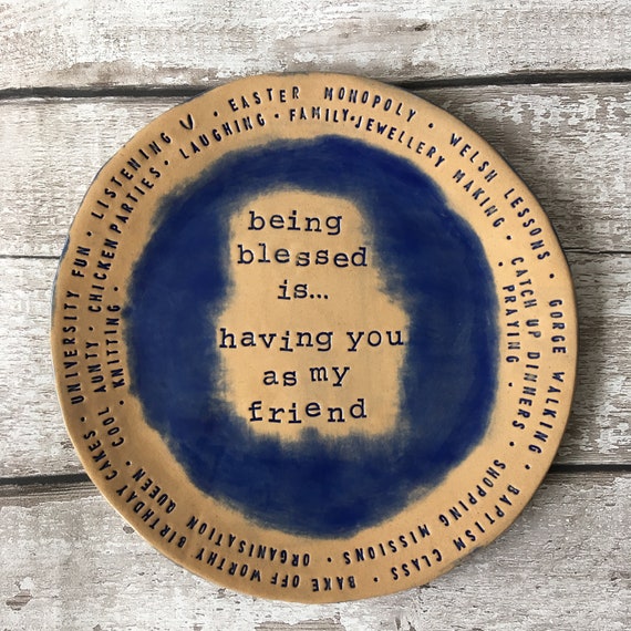 Custom art plate - Celebrate friendship, a birthday or anniversary. Completely personalisable. Made in Wales, UK