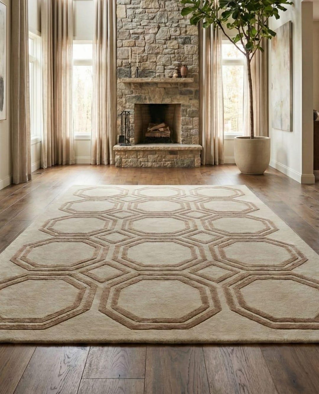 Octangular Rugs Wayfair Hand Tufted Wool Rug, Modern Octagon Pattern, Rug for Living Room, Home ...