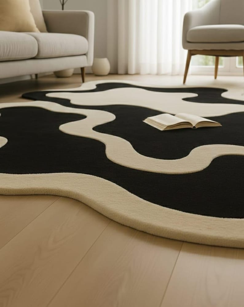 Modern neutral area rug
Contemporary organic rug
Interior design statement rug
Custom size abstract rug
Luxury hand tufted rug
Modern floor art rug
Organic abstract shape rug
Designer home interior rug
High quality wool rug
Modern aesthetic rug
Flowing pattern area rug
Premium handmade rug
Modern sculptural rug
Neutral decor statement rug
Art deco inspired rug