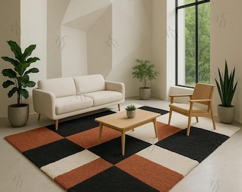 Hand tufted wool rug, living room rug, home decor, rugs, moroccan rust rug, large area rug, runner Rugs, custom size available, tapis
