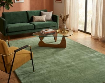 Sage Green Rug, Hand Tufted Wool Rug, Moroccan Rug, Wool Area Rug, Runner Rugs, Tufted Plain Rug, Living Room Rug, Barhroom Rug