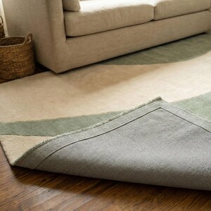 Modern Sage Green Wave Rug 8x10 Large Area Rug Abstract Minimalist Living Room Carpet Soft Neutral Contemporary Home Decor