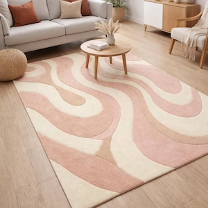 warm tone area rug for living space
soft underfoot wool rug
curved design rug for contemporary home
elegant floor decor rug
abstract modern rug for sofa area
hand tufted rug with artistic design
subtle color rug for neutral interiors
premium quality wool area rug
modern pastel abstract carpet
home styling rug with soft texture
designer inspired modern rug
smooth finish wool rug
trendy abstract rug for interiors