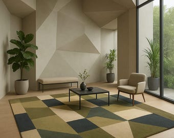 Alfombra de lana tejida a mano, alfombra para sala de estar, con borde festoneado, alfombras de pasillo, alfombra verde marroquí, alfombra irregular, tapis, decoración del hogar, alfombra de lana.