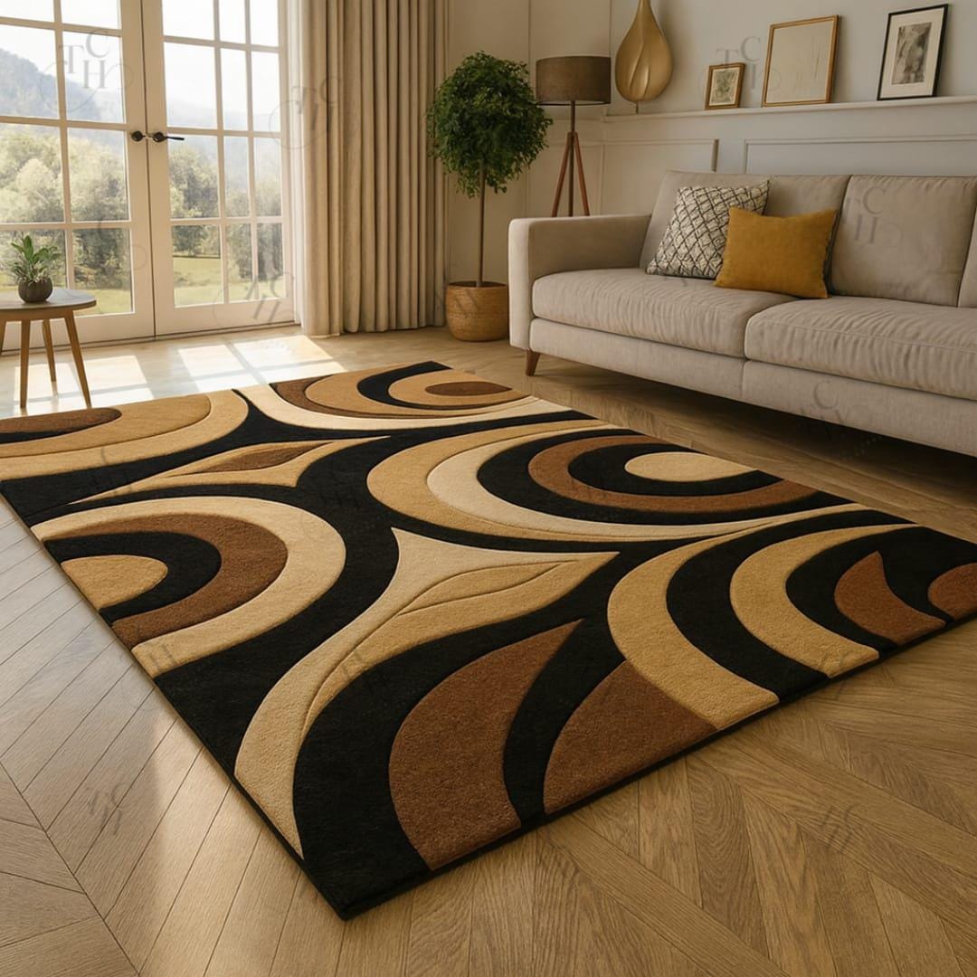 Geometric Embossed Area Rug – Modern High-low Wool Feel, 5x7 Ft - Etsy