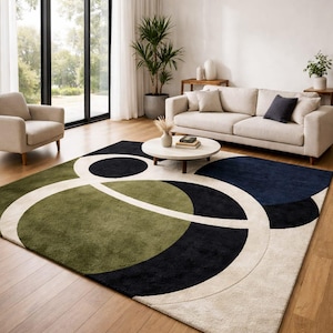 modern interior design rug
high quality handmade rug
abstract rug for minimalist homes
geometric wool rug decor
stylish modern carpet rug
modern rug for open spaces
unique abstract rug design
cozy living room rug
modern home flooring rug
designer area rug inspiration
hand tufted modern rug
abstract rug for neutral decor
luxury home decor rug
modern rug with green accents
art decor area rug