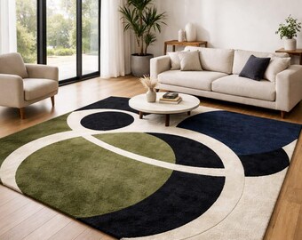 Alfombra tejida a mano, decoración del hogar, regalos, alfombras para sala de estar, alfombra para dormitorio, alfombra de pelo irregular, alfombras de pasillo, Tapis Rond, alfombra verde marroquí