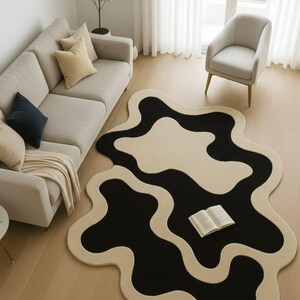 High low texture abstract rug
Modern lounge area rug
Custom handmade wool rug
Trendy abstract shape rug
Luxury contemporary floor rug
Unique modern statement rug
Organic curve design area rug
Elegant black ivory rug decor
Minimalist abstract wool rug
Designer living room rug
Modern artistic area rug
Handcrafted abstract rug
Stylish home decor rug
Soft plush wool rug
