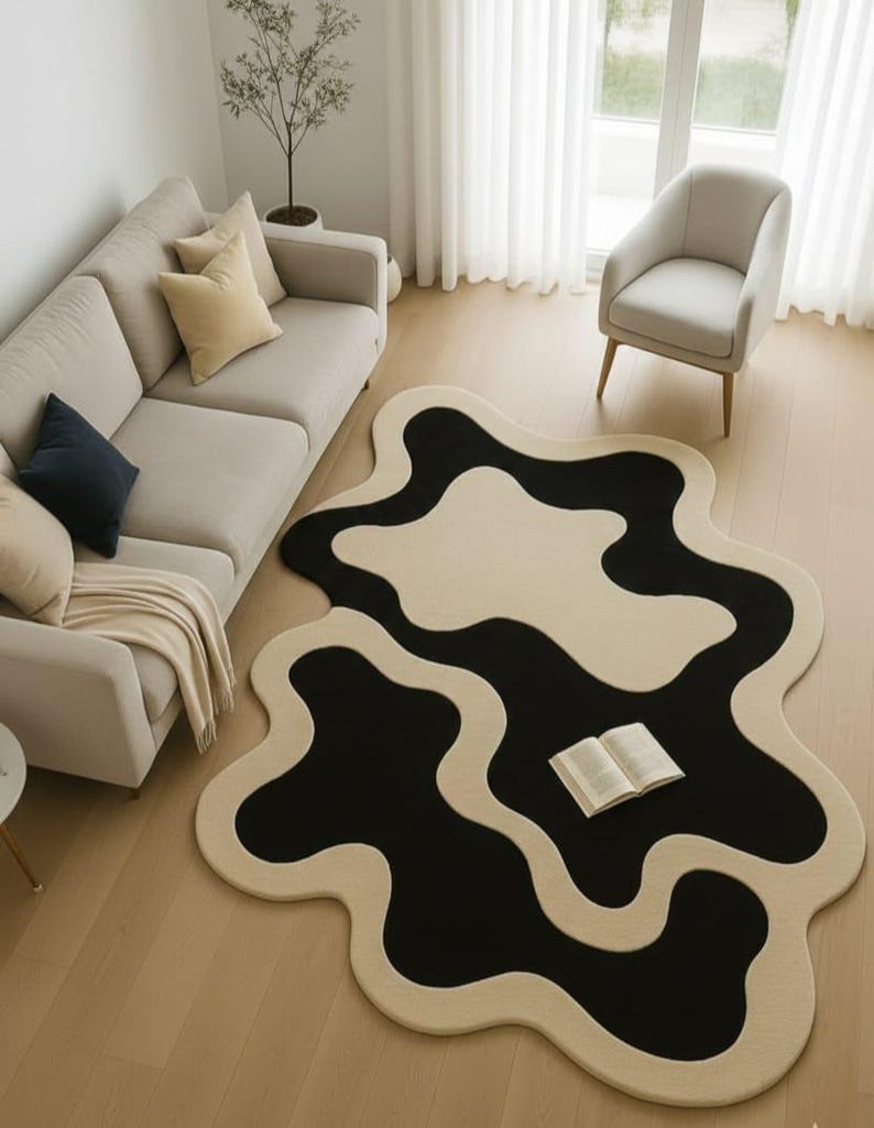 High low texture abstract rug
Modern lounge area rug
Custom handmade wool rug
Trendy abstract shape rug
Luxury contemporary floor rug
Unique modern statement rug
Organic curve design area rug
Elegant black ivory rug decor
Minimalist abstract wool rug
Designer living room rug
Modern artistic area rug
Handcrafted abstract rug
Stylish home decor rug
Soft plush wool rug