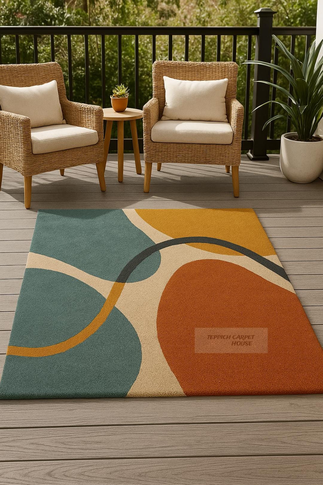 Celebration Rug Hand Tufted Wool Rug: Modern Geometric Design, 5x7 Christmas ...