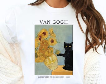 Van Gogh Cat Shirt, Van Gogh Art Tshirt, Van Gogh Shirt, Cat Meme Shirt, Funny Cat Shirt, Ladies Shirts, Funny Gift Idea, Van Gogh