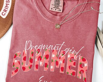 Comfort Colors, Pregnant Girl Summer Shirt, Pregnancy Announcement Shirt, Baby Shower Shirt, Girl Mama Shirt, Pregnant Girl Summer