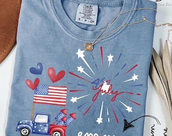 Comfort Colors®, Retro 4th of July Shirt, Groovy 4th of July Shirt, USA Shirt, Patriotic Shirt, Stars and Stripes, Retro America Shirt