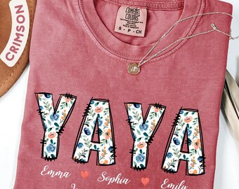 Personalized Yaya Shirt with Grandkids Names, Floral Yaya Shirt, Yaya Gifts, Mother's Day, Custom Kids Names Grandma Shirt, Yaya Sweatshirt
