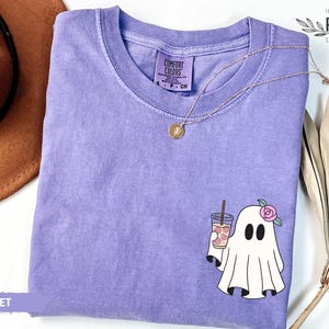 Comfort Colors® Сute Ghost Coffee Shirt, Сute Little Ghost Iced Coffee Shirt, Boo Ghost Shirt, Ghost Coffee Shirt, Halloween Coffee Lovers