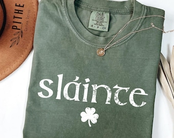 Retro Slainte Comfort Colors® Shirt, Womens Lucky Shirt, St Patricks Day Shirt, Shamrock Shirt, Cute Patricks Day Shirt, Funny Irish Shirt