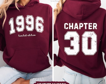 Custom 30th Birthday Hoodie, Personalized Limited Edition 1996 Sweatshirt, Custom Birthday 1996 Year Number Shirt, 30th Birthday Gift