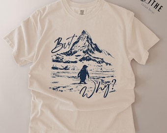 Retro Penguin But Why Comfort Colors Shirt, Scribble Penguin Line Art Tee, Viral Nihilist Penguin T-Shirt, Lonely Penguin Graphic Art Shirt