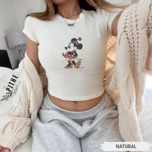 Classic Pose Retro Minnie Mouse Baby Tee, Disney Bella Canvas Baby Tee, Y2k 90s Style Crop Top, Disneyland Trip Baby Tee for Women image 5
