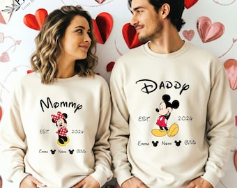 Custom Disney Grandma Grandpa Sweatshirt, Classic Pose Minnie Mickey Mouse Custom Kids Name, Disney Trip Family Matching Shirt, Disney Mommy