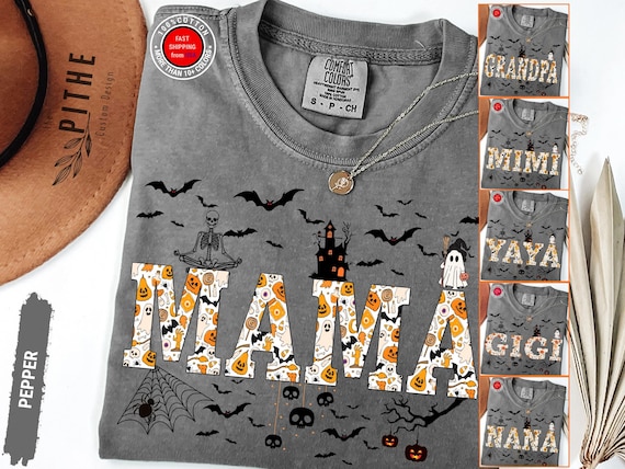Comfort Colors®, Halloween Mama Shirt, Mom Halloween Shirt, Spooky Mama Shirt, Mama Halloween, Cute Ghost Shirt, Floral Ghost Shirt