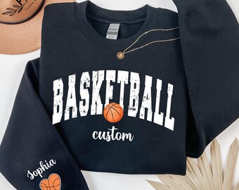 Custom Basketball Sweatshirt, Basketball Girl Hoodie, Basketball Mom Sweatshirt, Basketball Aunt Hoodie, Personalized Basketball Sweatshirt