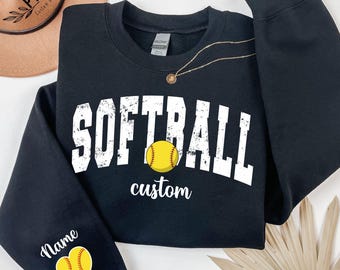 Custom Softball Sweatshirt, Personalized Softball Hoodie, Softball Name Hoodie Gift, Softball Girl Sweatshirt, Softball Mom Hoodie