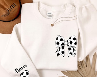 Custom Soccer Coquette Sweatshirt, Soccer Bow Hoodie, Game Day Sweatshirt, Custom Soccer Gifts, Soccer Mom Sweatshirt, Soccer Bow Sweatshirt