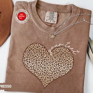 Comfort Colors® Leopard Heart Shirt, Cute Valentine Day Shirt, Animal Print Shirt, Heart Valentine Shirt, Retro Heart Shirt, Heart Shirt