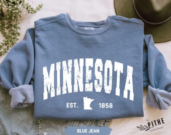 Minnesota  Sweatshirt, Comfort Colors Minnesota Shirt, Minnesota Vacation Trip, Souvenir Gift, Minnesota College Student, Minnesota Football