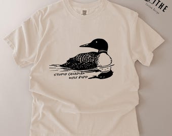 Stupid Canadian Wolf Bird Comfort Colors Shirt, Sarcastic Animal Graphic Tee, LGBT Gay Pride Gift, Unique Gift for Animal Lovers