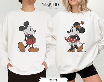 Retro Disney Sweatshirt, Mickey Mouse Sweatshirt, Disneyland Couple Sweatshirt, Disney Classic Minnie Mouse Pose Shirt, Disneyland Holiday