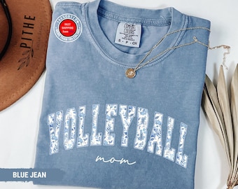 Comfort Colors Volleyball Mom Shirt, Volleyball Mama Shirt, Girly Aesthetic Gift for Mom, Chinoiserie Gift for Mothers Day, Volleyball Lover