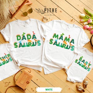 Mama Saurus and Dada Saurus Tees, Matching Family Dinosaur Birthday Shirts, Kids Dino Tee, Mom and Dad Dino Shirt,  Family Gift Shirt