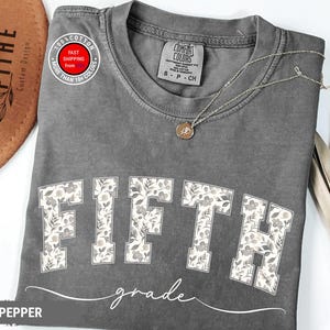 Comfort Colors® Fifth Grade Teacher Shirt, Toile de Jouy 5th Grade Shirt, Fifth Grade Teacher Appreciation Gift, Elementary School Shirt