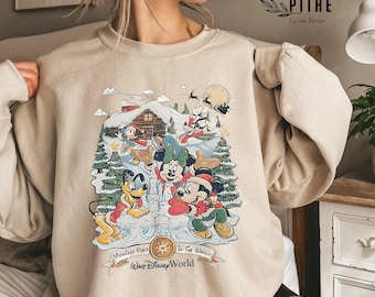 Vintage Walt Disney World Christmas Sweatshirt, Retro Disney Family Holiday Shirt, Mickey and Friends Xmas Tees, Disney Matching Trip