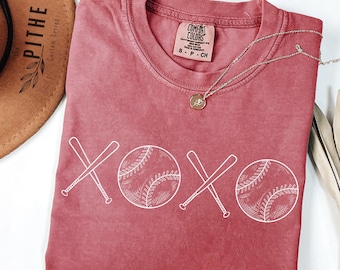 Comfort Colors® Baseball XOXO Shirt, Baseball Fan Shirt, Baseball Season, Baseball Lover Mom Shirt, Cheer Baseball Mom, Baseball Game Day