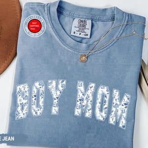 Comfort Colors® Boy Mom Shirt, Floral Boy Mama Shirt, Pregnancy Announcement Boy, Mama of Boys Shirt, Mother&#39;s Day Gift, Cute Mom Shirt