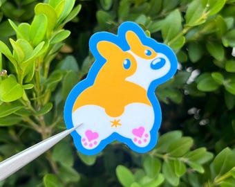 Corgi Sploot Sticker: Handmade Vinyl Decal, Waterproof Laptop Decal