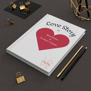Romantic Love Story Journal, Personalized Gift, Couple&#39;s Keepsake, Wedding Present, Memory Book, Love Notes