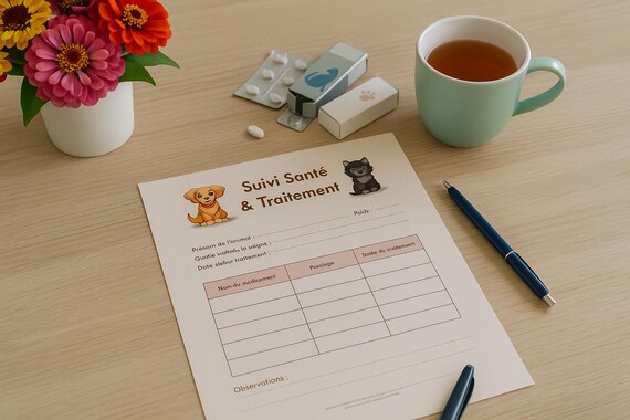 Animal Health Monitoring Logbook - PDF to print - Treatments, care, Veterinarian