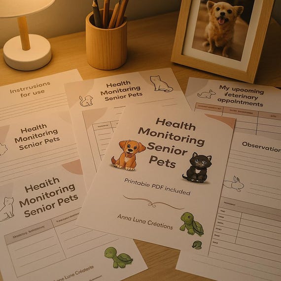 Pet Health Monitoring and Treatment Printable – 10 Pages for Medication, Vets & Notes (Dog, Cat, Small Pets)