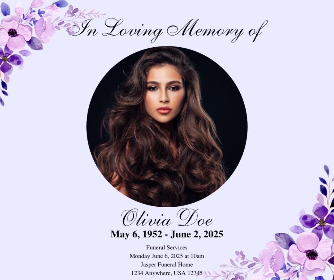 Funeral Social Media Template Memorial Post for Facebook & Instagram ...