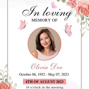 Funeral Obituary Program Template Editable Memorial Service Pamphlet Printable Celebration of Life Program Instant Download 4 Pages