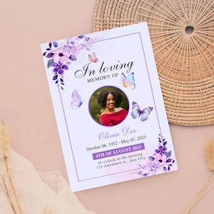 Funeral Obituary Program Template Editable Memorial Service Pamphlet Printable Celebration of Life Program Instant Download 4 Pages
