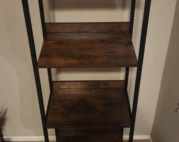 5 Tier Bookshelf with Drawer – Tall Narrow Industrial Bookcase, Wood & Metal Storage Organizer for Living Room, Bedroom