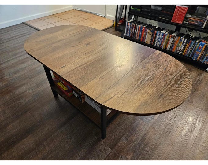 Folding Coffee Table with Storage – 2-Tier Extendable Center Table for Living Room, Rustic Brown Mid-Century Space-Saving Table