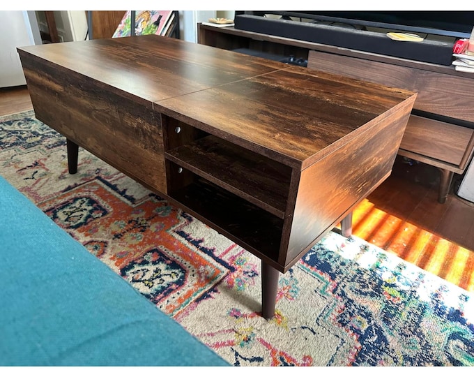 Lift Top Coffee Table with Storage, Wood Coffee Table, Small Coffee Table for Living Room, Modern Smart Table