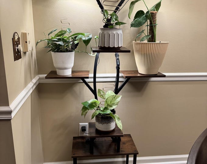 Tall 64" Indoor Plant Stand with Grow Lights – 8-Tier Metal Corner Shelf Display Rack, 2-Pack Flower Holder for Home & Patio