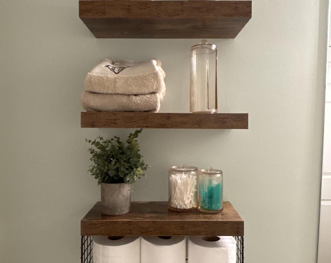 Bathroom Shelves Over Toilet, Wall Mounted Floating Shelves Set of 3, Farmhouse  Toilet Storage Shelf, Small Bathroom Decor Organizer